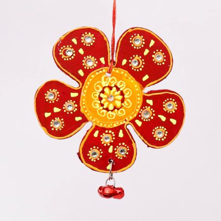 Handmade Wooden Flower Christmas Hanging - Red-Yellow, Green-Pink, Blue-Green, Sky Blue-Orange